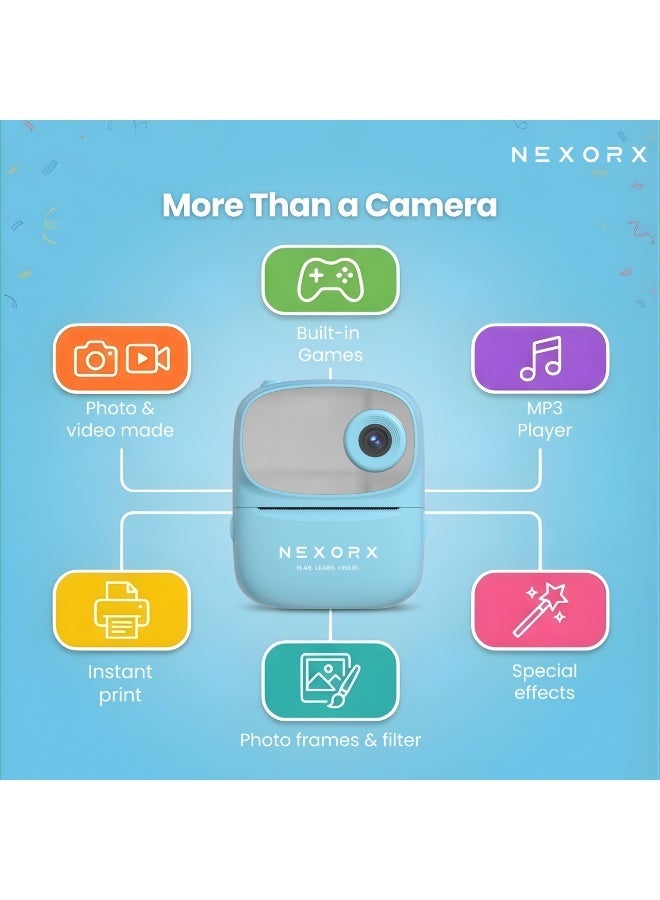 NEXORX Kids Camera with Instant Print – Dual HD Lens, 2.4" IPS Screen, 500x Thermal Printing, 1080P Video, Fun Filters & Frames, Built-in Games, MP3, 800mAh Rechargeable Battery, Includes 57mm Ink-Free Print Rolls Pink - Image 5